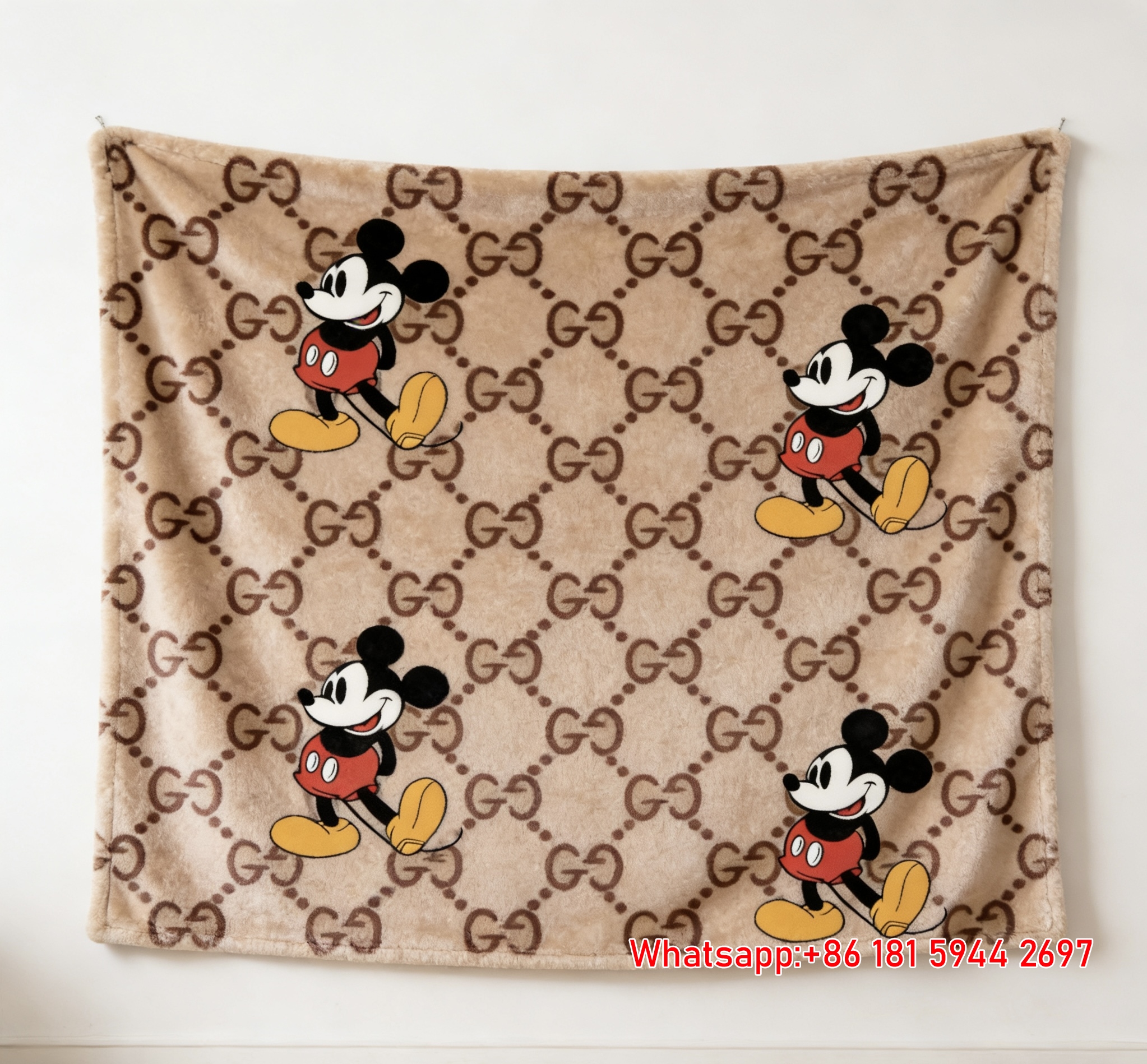 Walking Mickey GG Monogram Flannel Blanket Wall Hanging Gucci throw blanket IMG_2421